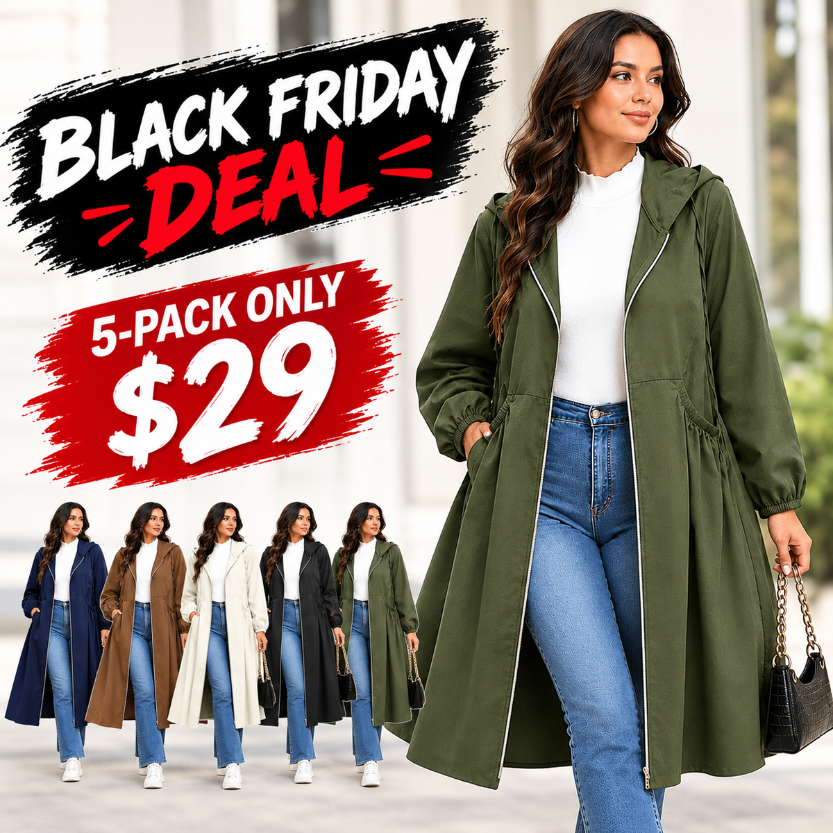 ⏳ Limited Time 50% Off! 🧥Plus Size | Women's Mid-Length Hooded Everyday Jacket