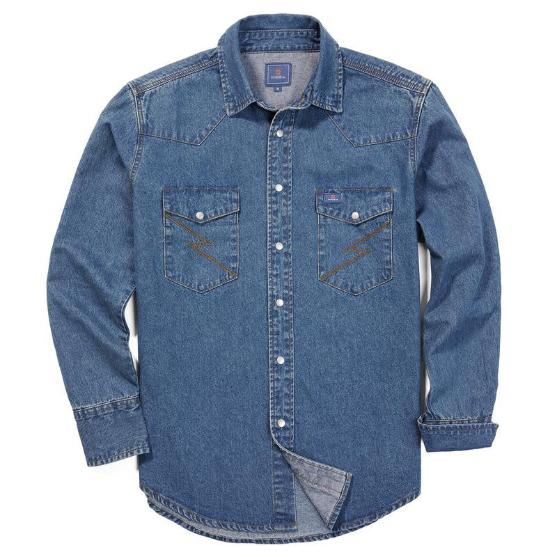 ✨Hot Sale✨Men's Long Sleeve Stone-Washed and Pre-Washed Denim Work Shirt
