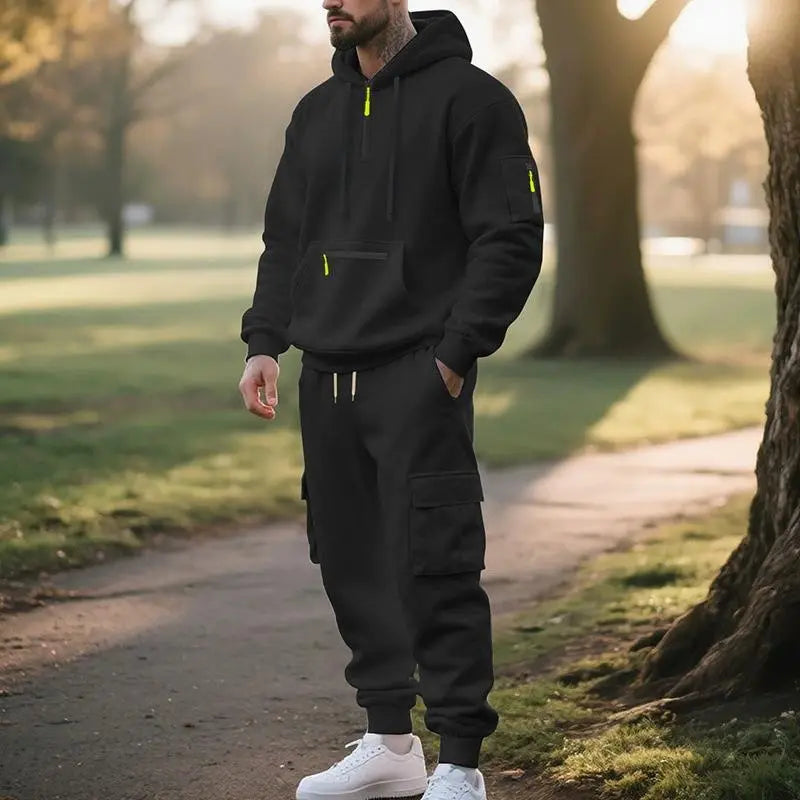 Men's Hoodie & Cargo Pants Tracksuit Set