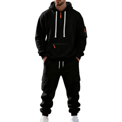 Men's Hoodie & Cargo Pants Tracksuit Set