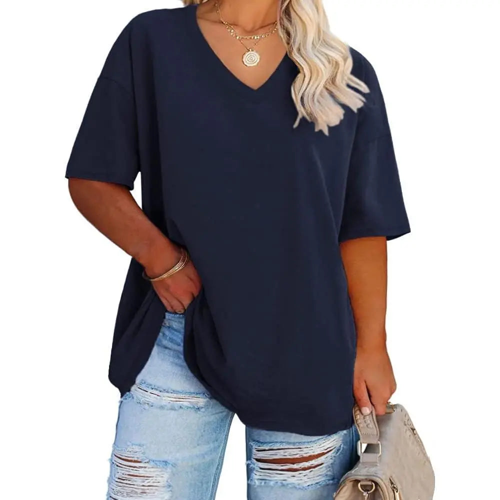 【LAST DAY SALE】Women's V Neck T Shirts Summer Half Sleeve Tee