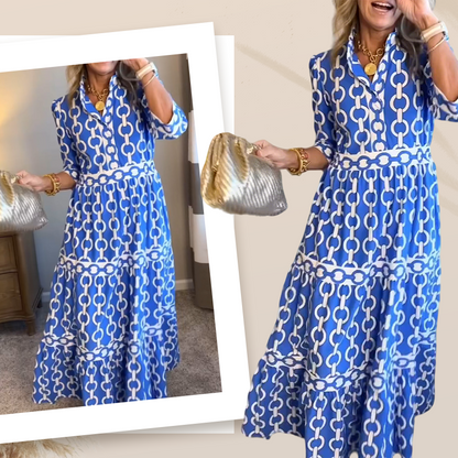 🎉This Week's Special Sales - 60% OFF✨Women's Geometric Print V-Neck Maxi Dress