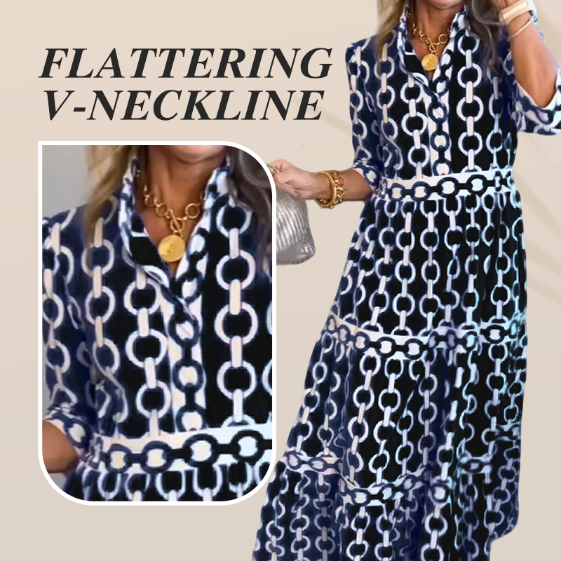 🎉This Week's Special Sales - 60% OFF✨Women's Geometric Print V-Neck Maxi Dress