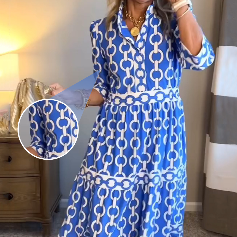 🎉This Week's Special Sales - 60% OFF✨Women's Geometric Print V-Neck Maxi Dress