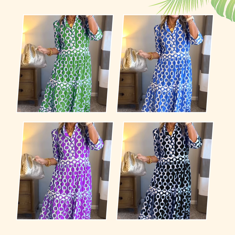 🎉This Week's Special Sales - 60% OFF✨Women's Geometric Print V-Neck Maxi Dress