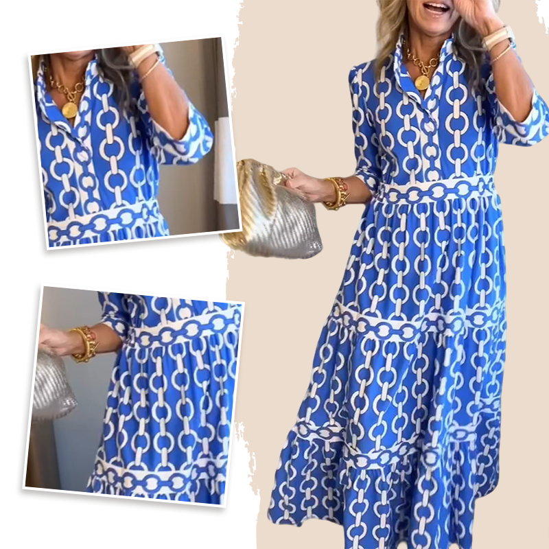 🎉This Week's Special Sales - 60% OFF✨Women's Geometric Print V-Neck Maxi Dress