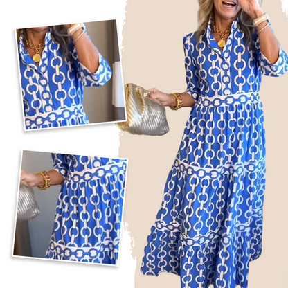 🎉This Week's Special Sales - 60% OFF✨Women's Geometric Print V-Neck Maxi Dress