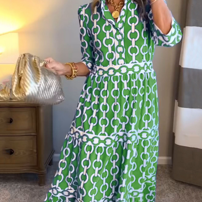 🎉This Week's Special Sales - 60% OFF✨Women's Geometric Print V-Neck Maxi Dress