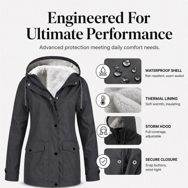 ❄️Winter Hot Sale – 60% Off! 💦Women's Plush-Lined Windproof Hooded Jacket