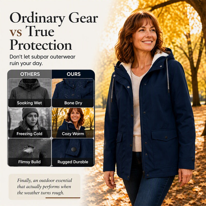 ❄️Winter Hot Sale – 60% Off! 💦Women's Plush-Lined Windproof Hooded Jacket